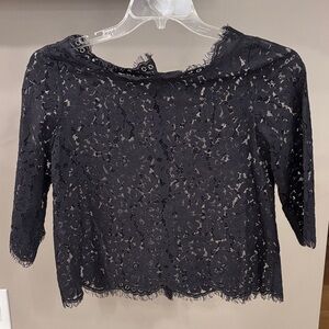Joie Black Lace Long Sleeve Sheer Top